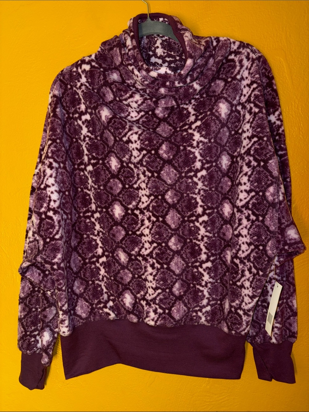 Tahari Sport Purple Printed Funnel Neck Pullover Top NWT Size M